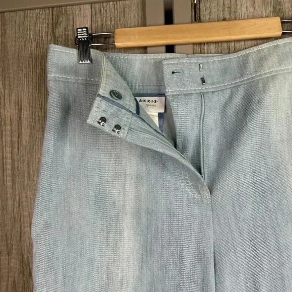 Akris Punto Denim Pants 10 Wide Leg High Rise Light Blue Color Preppy Minimalist - Picture 3 of 11